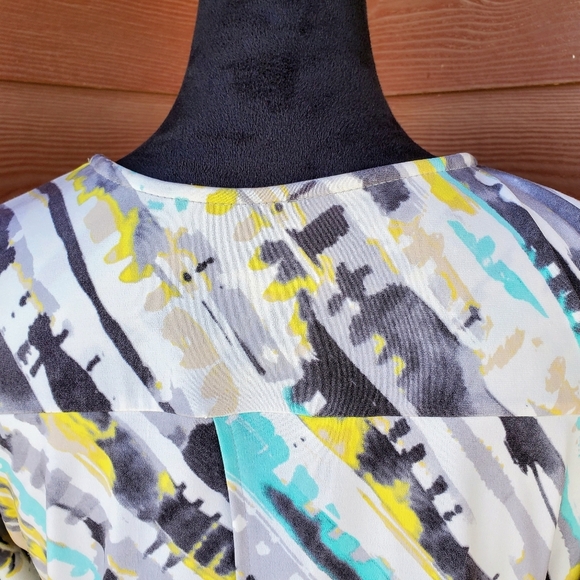 Alia Women's Colorful Stretchy 3/4 Sleeve Blouse Top Size Petite Small PS NWOT - Picture 8 of 14